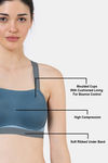 Zelocity Padded High Impact Quick Drying Sports Bra- Indian Teal — thumbnail 6